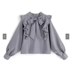 GRL ボウタイフリルブラウス[kz404] ブルー