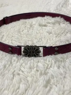 ANNA SUI バタフライ レザーベルト パープル スタッズ レディースのサムネイル
