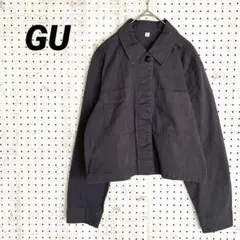 GU ジーユー ショート丈ジャケット クロップドジャケット グレー（L）のサムネイル
