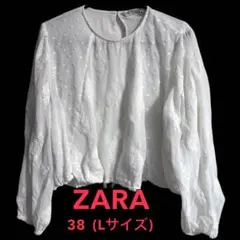 【美品】ZARA 刺繍入りホワイトチュニック 38 (Lサイズ)