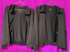 【2枚セット】UNIQLO エアリズムUVカット フルジップパーカ黒M ユニクロのサムネイル