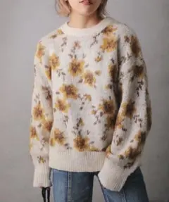 ap retro 起毛花柄ジャガードニット