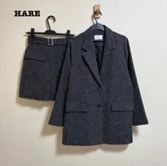 美品 HARE 2Pミドルジャケット アシメプリーツショートパンツ セットアップ