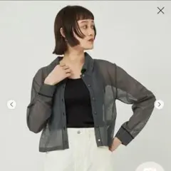 green label relaxing シアークロプドシャツカラーカーディガン