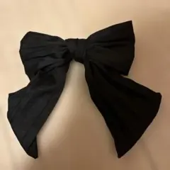 黒 リボンヘアアクセサリー クリップ式
