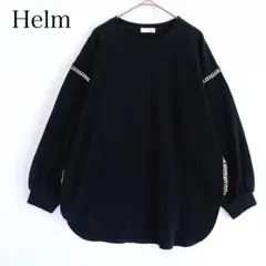 ワッフルロングTシャツ (M) ステッチ カットソー オーバーサイズ ブラック