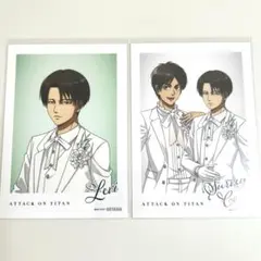 進撃の巨人 Black＆White アニメイトフェア ブロマイド リヴァイ ペア