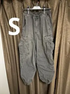 MEN デニムスーパーワイドカーゴパンツ　ブラック　Sサイズ