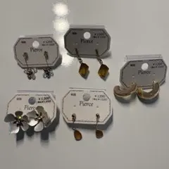 新品未使用　樹脂ピアス　ゴールド　5個セット
