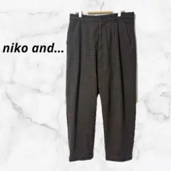 【ニコアンド】スラックス パンツ ブラウン 茶色 チェック柄 （M）