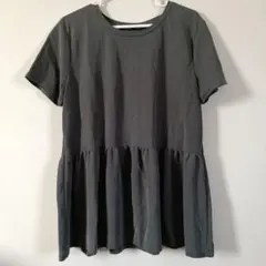 ZARA ペプラム Tシャツ チャコールグレー L