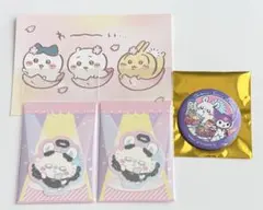 ちいかわ×サンリオキャラクターズ モモンガ クロミ 缶バッジ ステッカー さくら