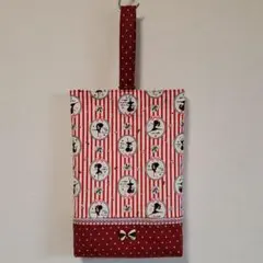 シューズケース*バレエ柄(レッド)✕ボルドー地白ドット*ハンドメイド♪