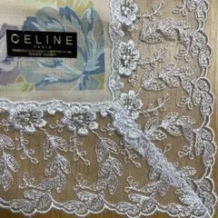 CELINE セリーヌ レースハンカチ 花柄 ブルー系のサムネイル