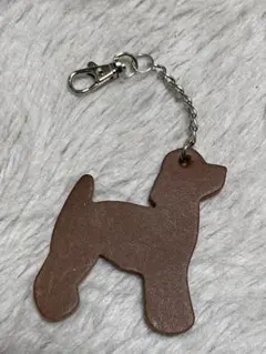 本革キーホルダー☆室内犬のシルエット☆茶色