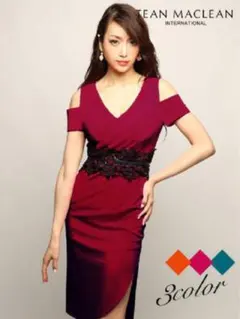 JEAN MACLEAN ジャンマクレーン　ワインレッド タイトドレス