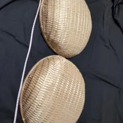 竹製円形収納バスケット 直径約30cm２個セット