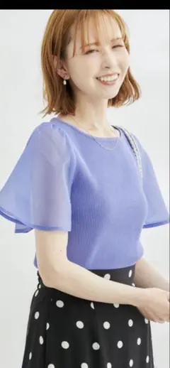 ROPE' PICNIC シアースリーブリブニットプルオーバー