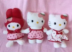 いちご柄 マイメロディ ハローキティ ぬいぐるみセット