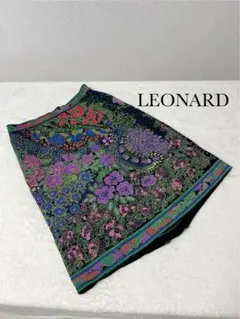 レオナールLEONARD カンカン トリムスカート 花柄 アイボリー 膝丈 38 レオナールLEONARD カンカン トリムスカート 花柄 アイボリー 膝