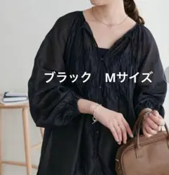 【新品】discoat シャーリング使いシアーブラウス　ブラック　Mサイズ