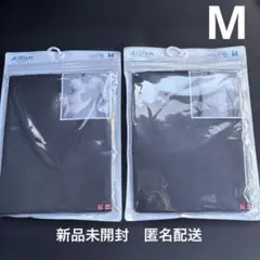 【新品】ユニクロ　エアリズム クルーネック Tシャツ　VネックTシャツ 黒　M