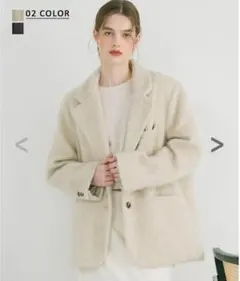 basement online　モヘアシャギージャケットコート　ベージュ