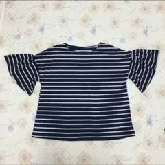 新品 袖フレア 半袖カットソー ネイビー M