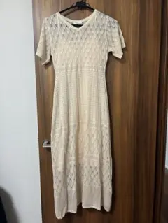 ベージュ ニットワンピース 半袖 セット