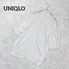 ユニクロ　ライトクルーネックカーディガン　半袖　ホワイト　【3XL】　ゆったり