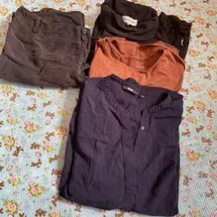 長袖シャツセット ダークブラウン・オレンジ・ブラック・ネイビー