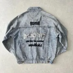 ビジュースパンコール刺繍デニムジャケット ブルー F 古着 メンズ