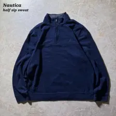 Nauticaハーフジップスウェット古着XLネイビーCBOY当時物unisex