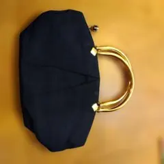 銀座和光　ネイビーハンドバッグ　ゴールドハンドル　WAKO