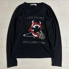 10s vice fairy リップデビル レオパード 英字 長袖カットソー