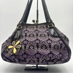 【レア】ANNA SUI アナスイ　がま口　ハンドバッグ　トートバッグ　刺繍　蝶