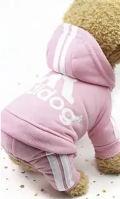 犬用服　未使用フードパーカー　ジャージ　ペット用　ピンク　小型犬用XL