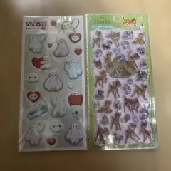 ディズニー　プチドロ　バンビ　ふわふわシール　ベイマックス　2枚セット　正規品