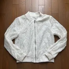 2way リバーシブル レース カーディガン 上着 白 ホワイト 花柄