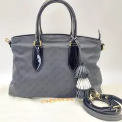 美品　ゲラルディーニ　ハンドバッグ　黒　ストラップ　保存袋付き