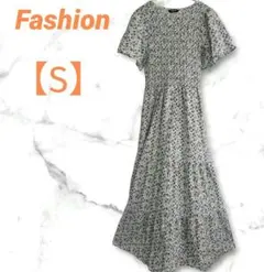 古着　Fashion　ワンピース　【S】　半袖　ロング　花柄　ティアード