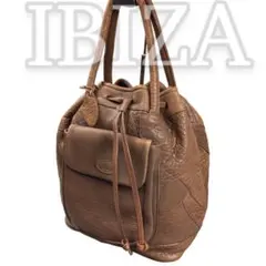 美品✨イビサ　巾着　ショルダーバッグ　パッチワーク　レザー　本革　Czarda