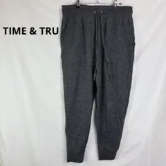 TIME & TRU◇ジョガーニットパンツ　グレー【L】ウエストゴム　カジュアル