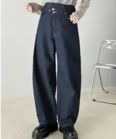 ClassicalElf ワンウォッシュアシメウエスト カーブデニムパンツ S