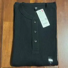 UNIQLO ワッフルヘンリーネック　L size ブラック　新品タグ付き