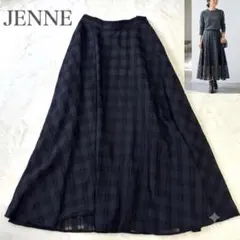 【JENNE 】ジェンヌ シアー素材 チェック柄フレア ロングスカート 夏のサムネイル