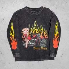 Betty Boop ロンT M ケミカルウォッシュ ファイヤー バイクのサムネイル