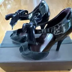 希少 GUCCI グッチ ベルトバックル ミュール パンプス 黒 21.5cm