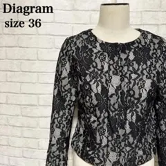 Diagram 黒レース ノーカラージャケット結婚式　エレガント