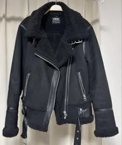 ボア襟 ブラックレザージャケット